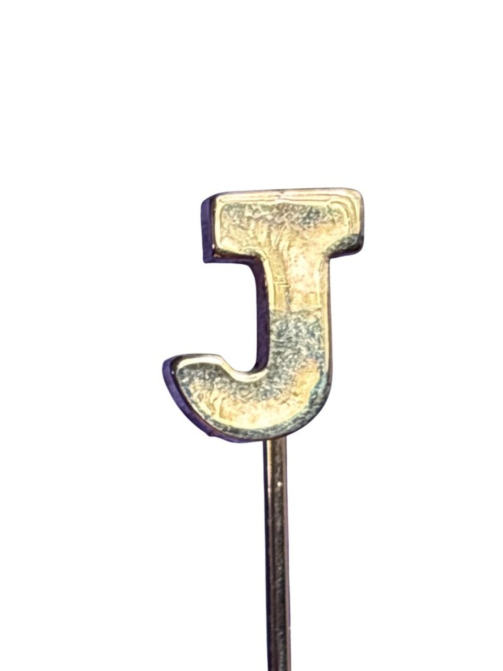Vintage J Initial Stick Pin 2 1/8 inches Tarnished / Discolored Cap